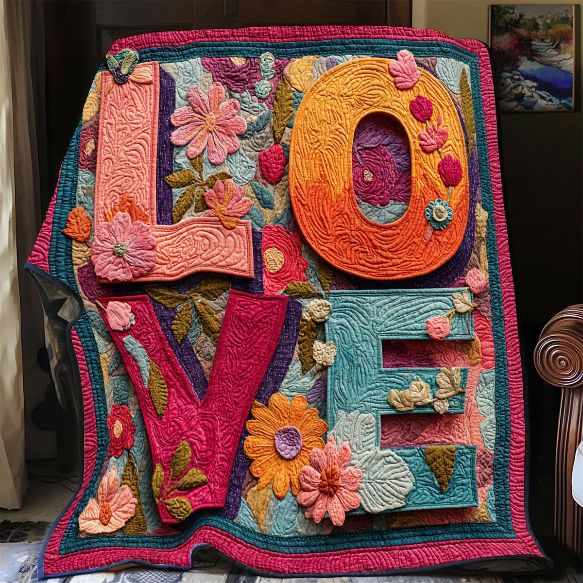 Colorful Love Quilt Blanket