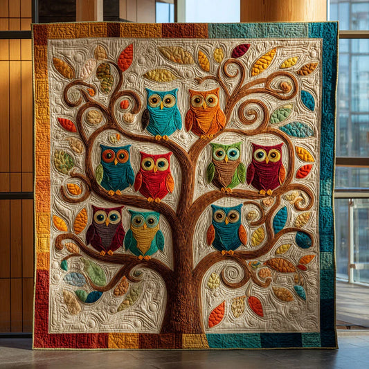 Colorful Owl Nest Quilt Blanket