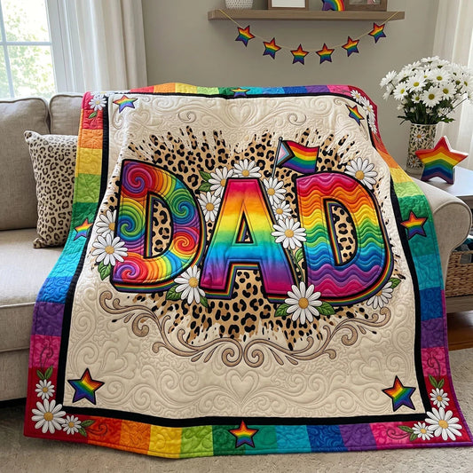 Colorful Pride Dad Quilt Blanket