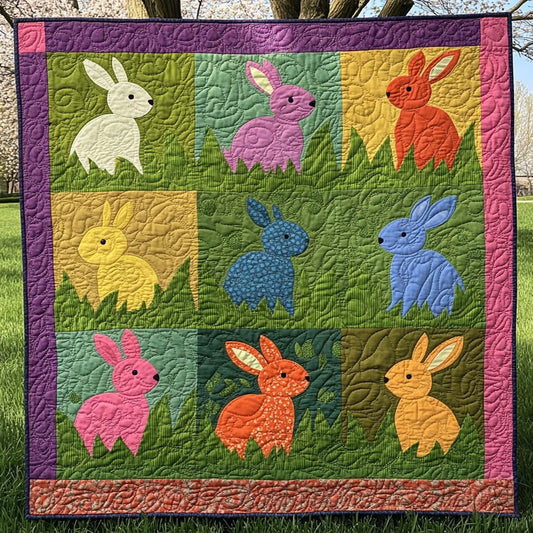 Colorful Rabbit Quilt Blanket