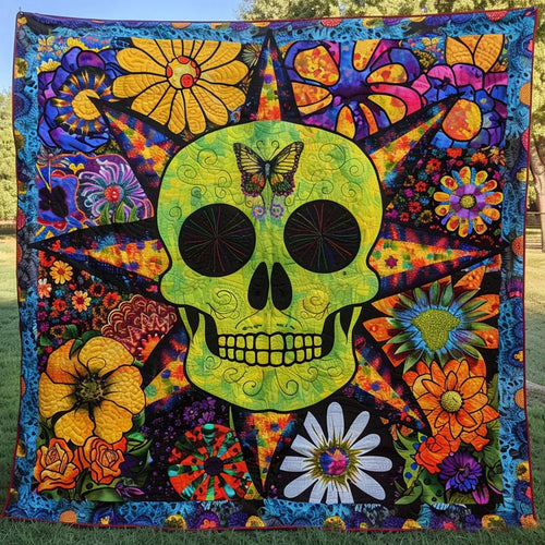 Colorful Skull Quilt Blanket