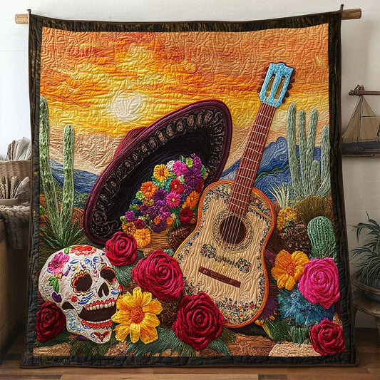 Colorful Spirit Guitar Quilt Blanket