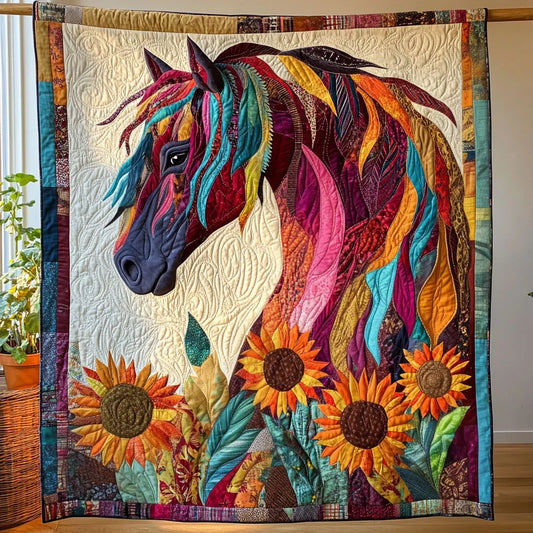 Colorful Stallion Quilt Blanket