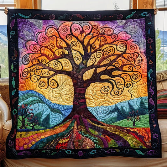 Colorful Tree Of Life Quilt Blanket