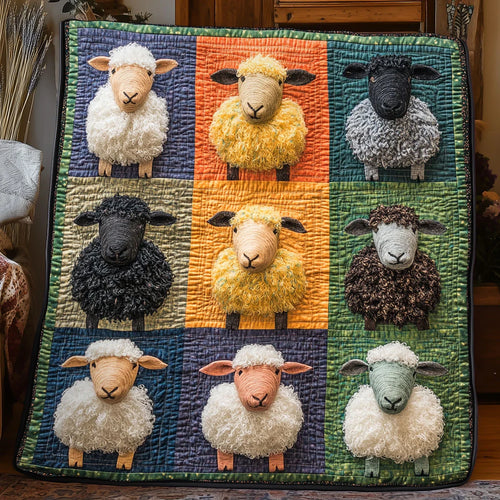 Colorful Wool Meadow Quilt Blanket