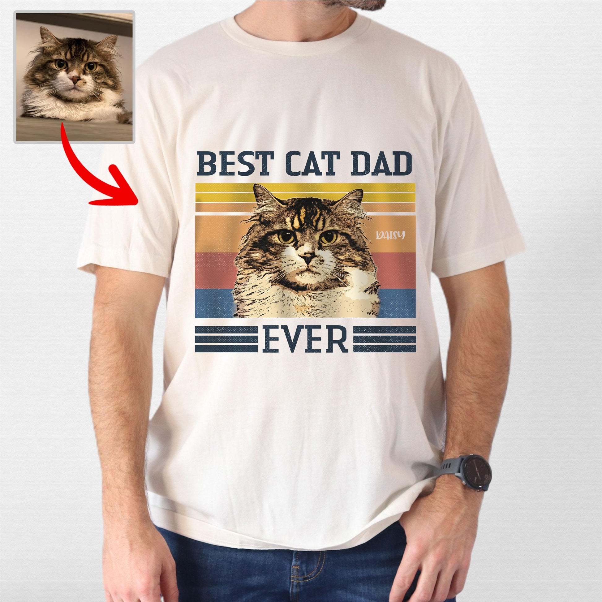 Colorful Best Dog Dad Ever Unisex T-Shirt, custom pet portrait gift for pet lovers (view 5)