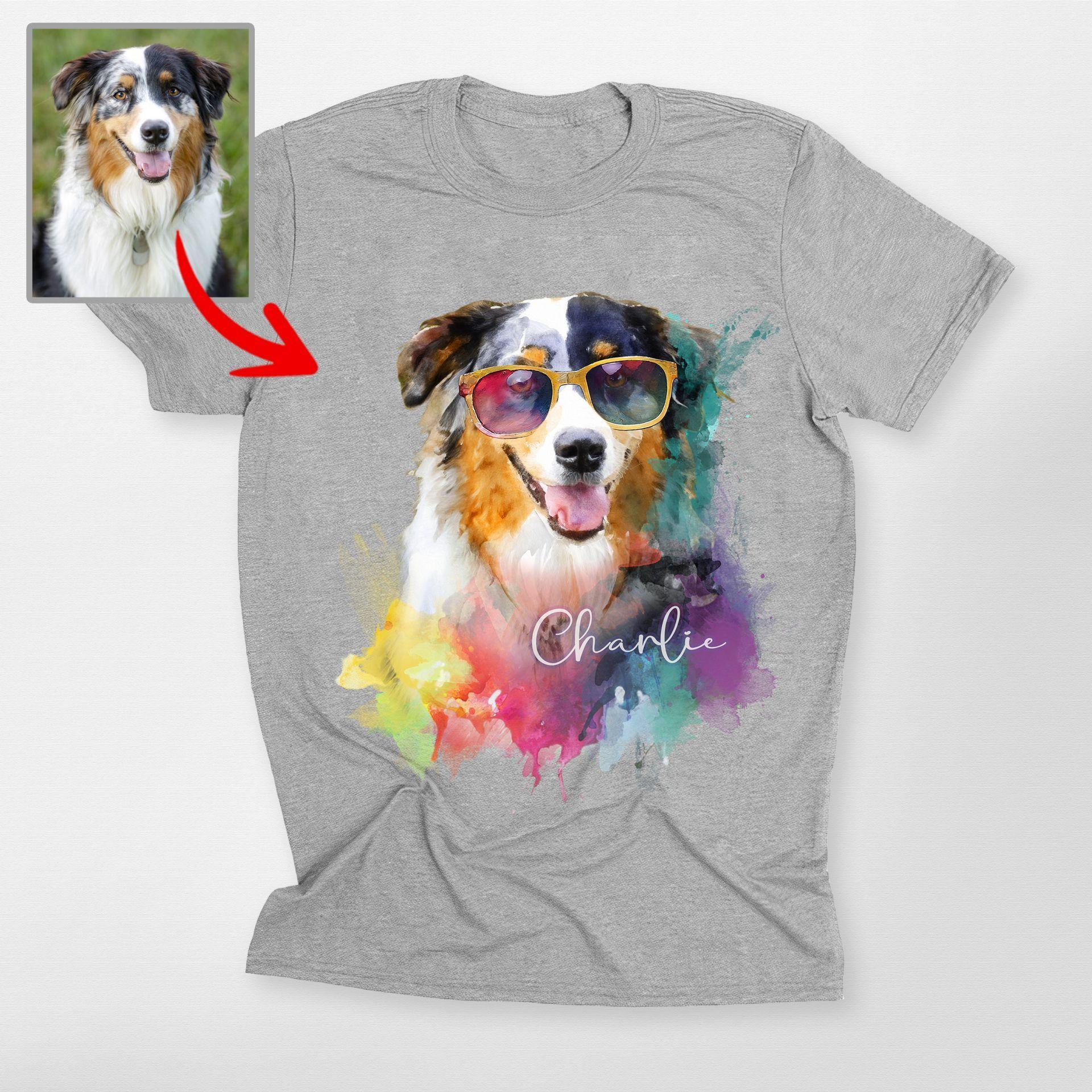 Colorful Custom Dog Unisex T-Shirt for Humans, custom pet portrait gift for pet lovers