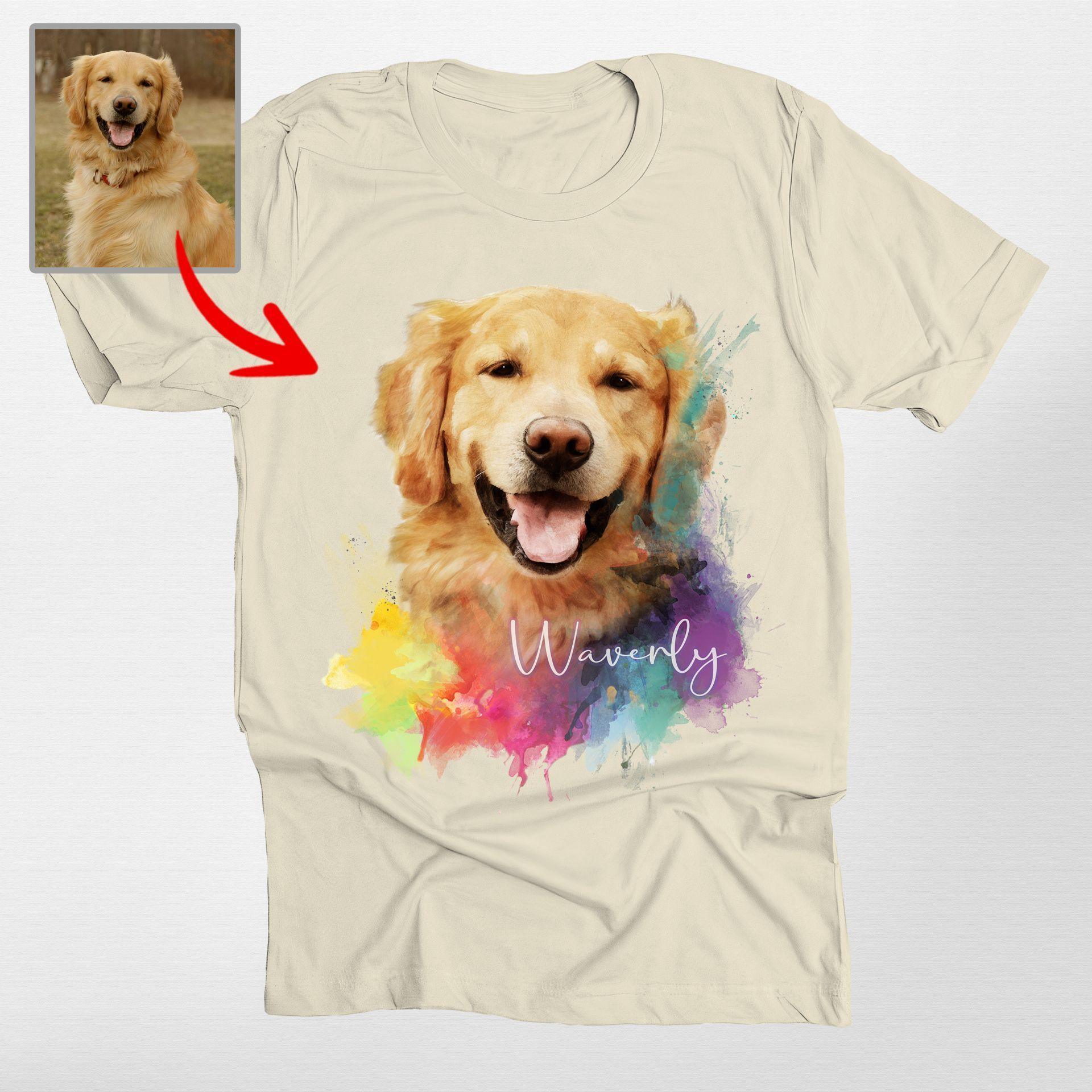 Colorful Custom Dog Unisex T-Shirt for Humans, custom pet portrait gift for pet lovers (view 4)
