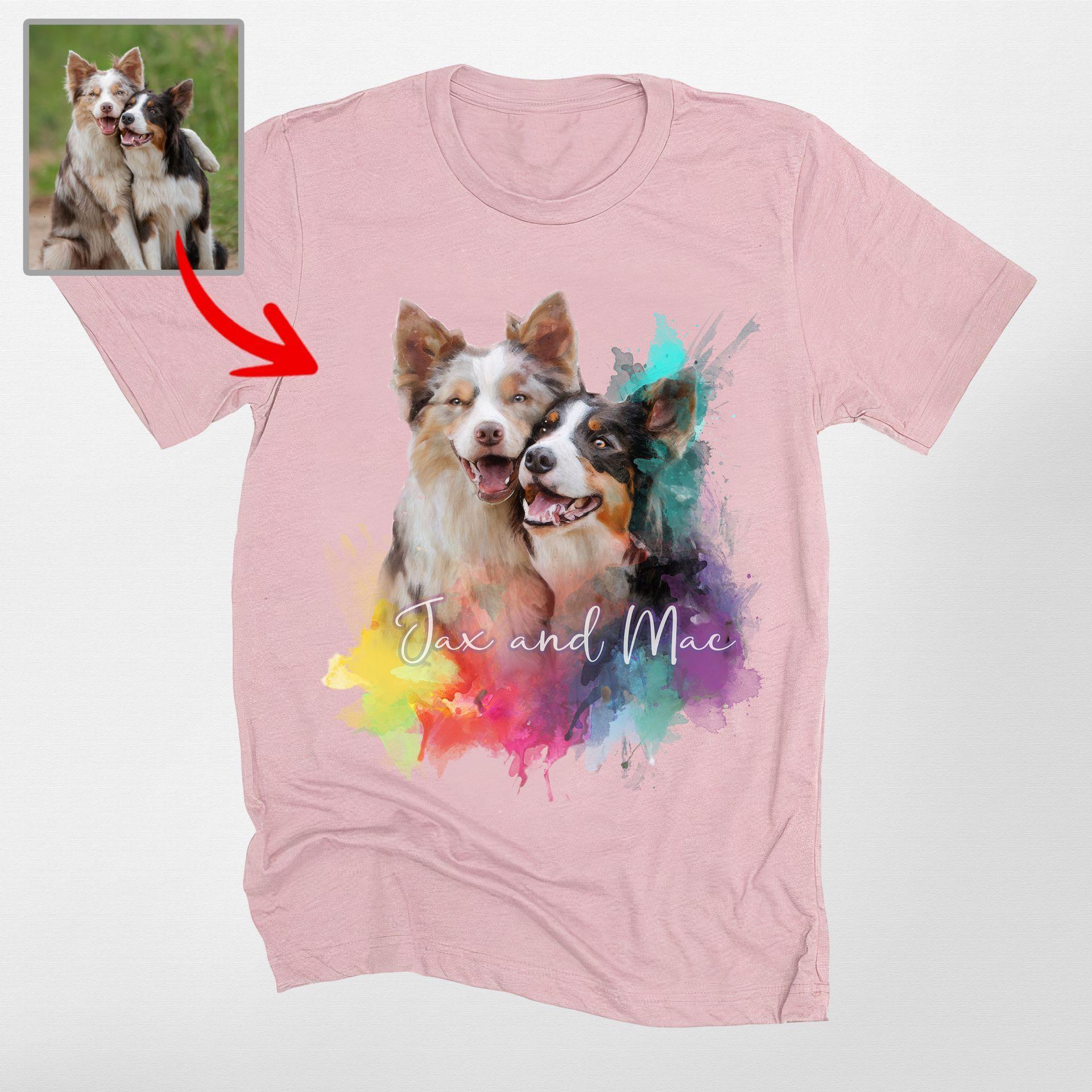 Colorful Custom Dog Unisex T-Shirt for Humans, custom pet portrait gift for pet lovers (view 6)