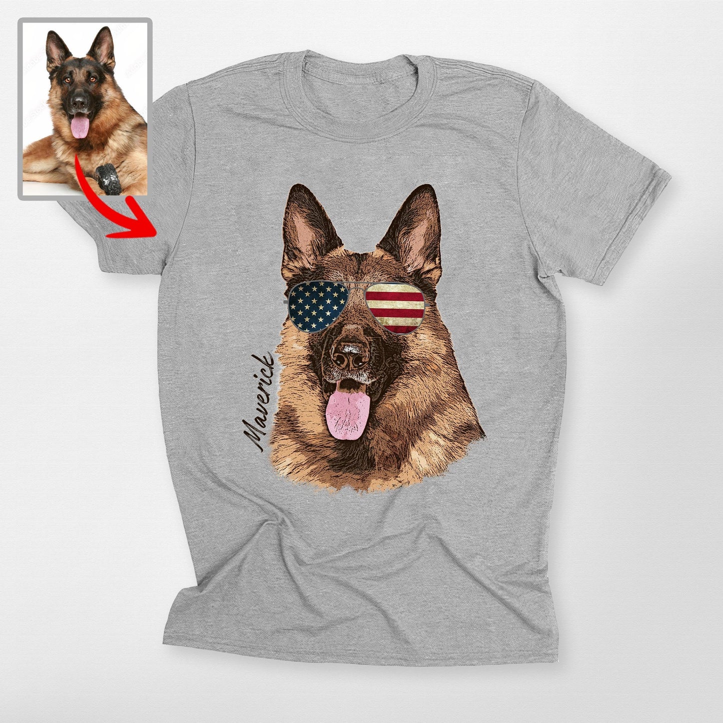 Colorful Custom Dogface with Glasses Unisex T-Shirt, custom pet portrait gift for pet lovers