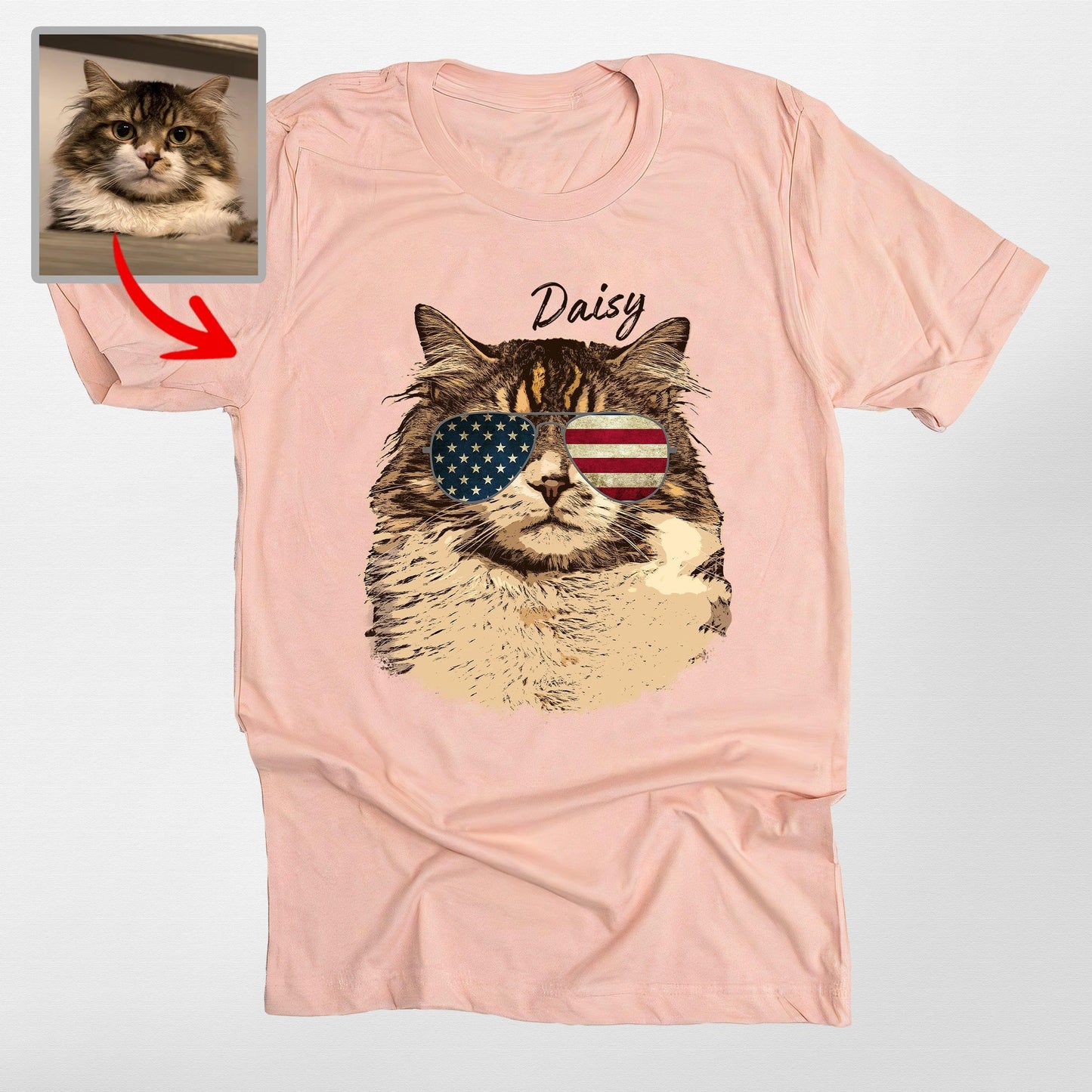 Colorful Custom Dogface with Glasses Unisex T-Shirt, custom pet portrait gift for pet lovers (view 4)