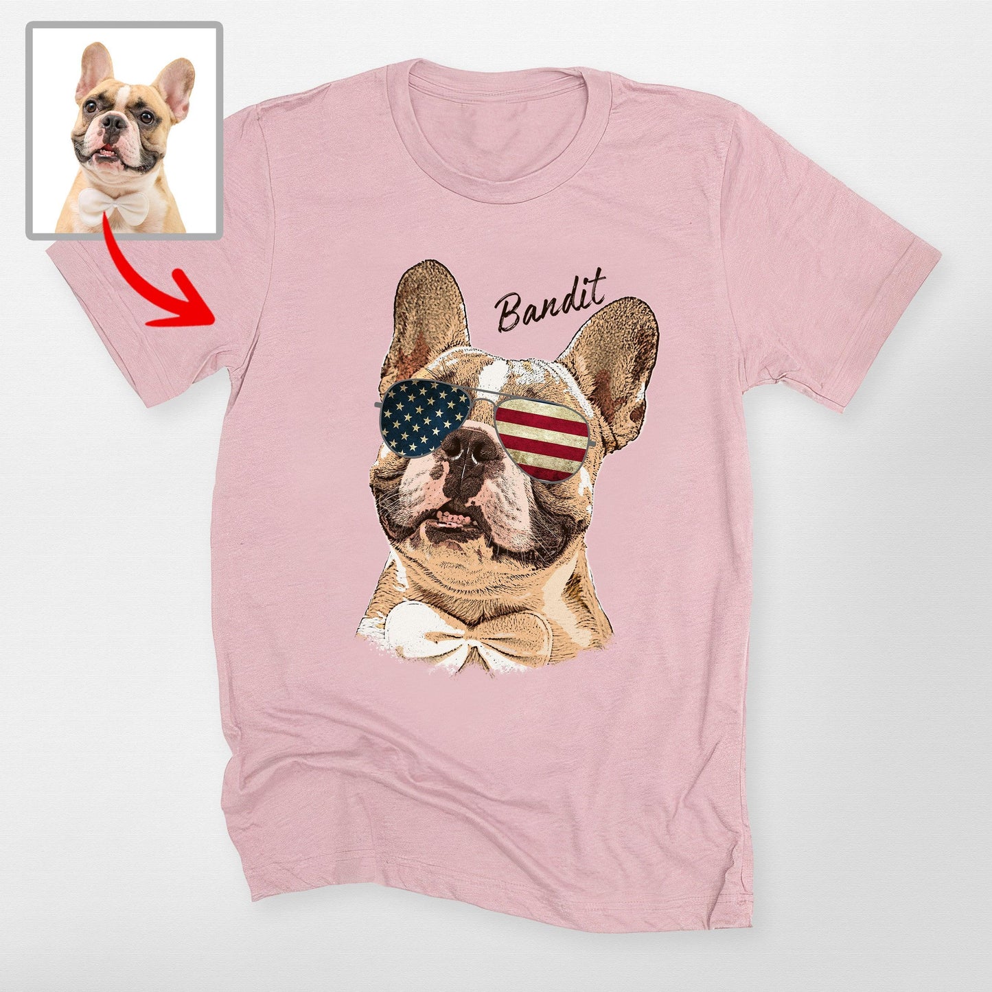 Colorful Custom Dogface with Glasses Unisex T-Shirt, custom pet portrait gift for pet lovers (view 8)