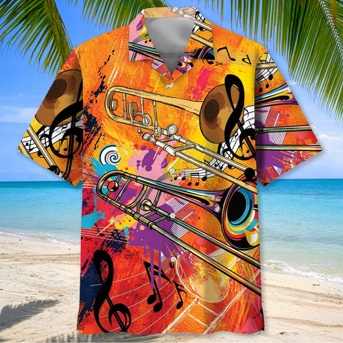 Colorful Music Trombone Hawaiian Shirt