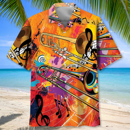 Colorful Music Trombone Hawaiian Shirt