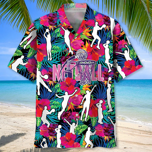 Colorful Netball Tropical Hawaiian Shirt