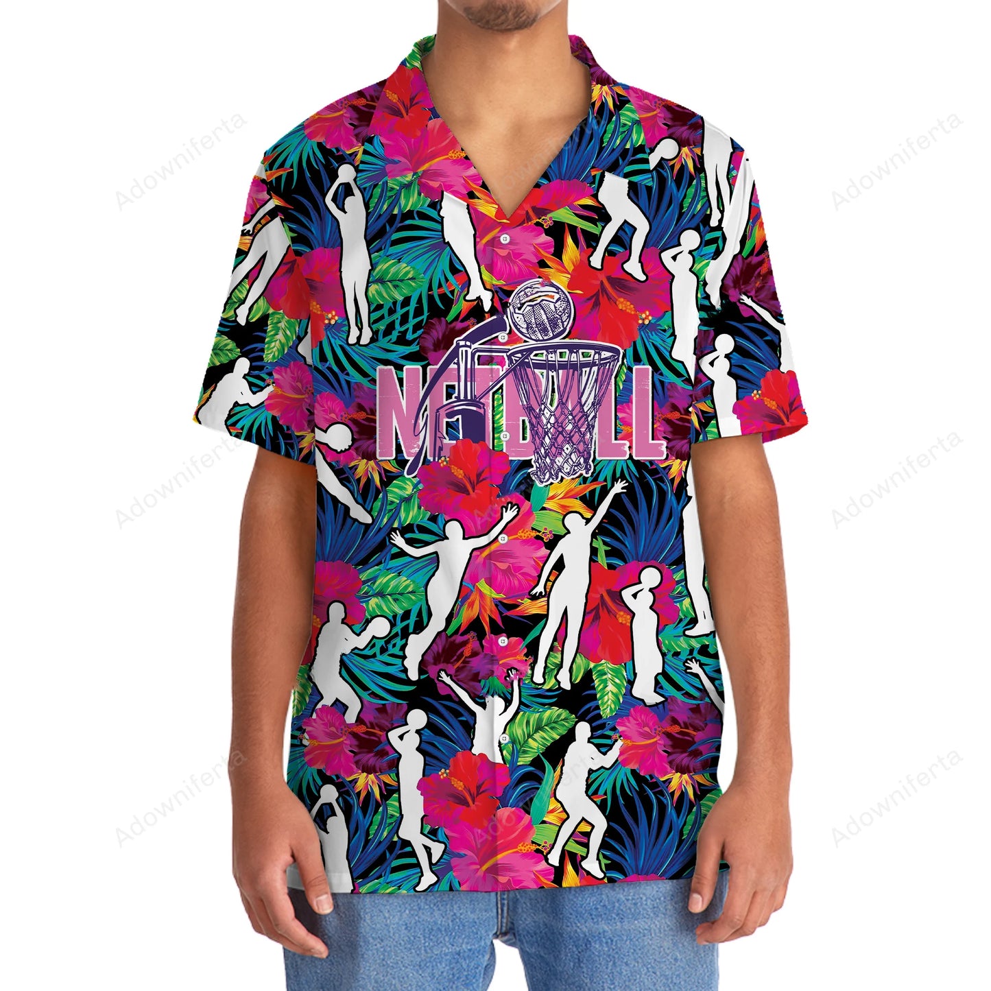 Colorful Netball Tropical Hawaiian Shirt