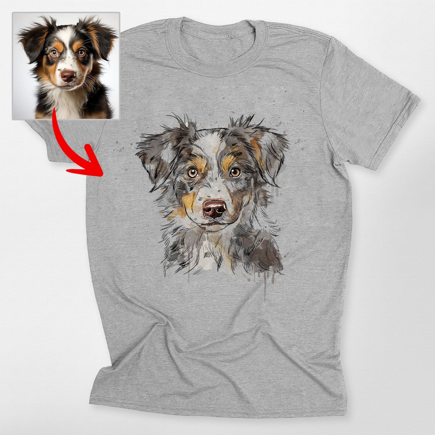 Colorful Painting Customized Dogface Unisex T-Shirt, custom pet portrait gift for pet lovers