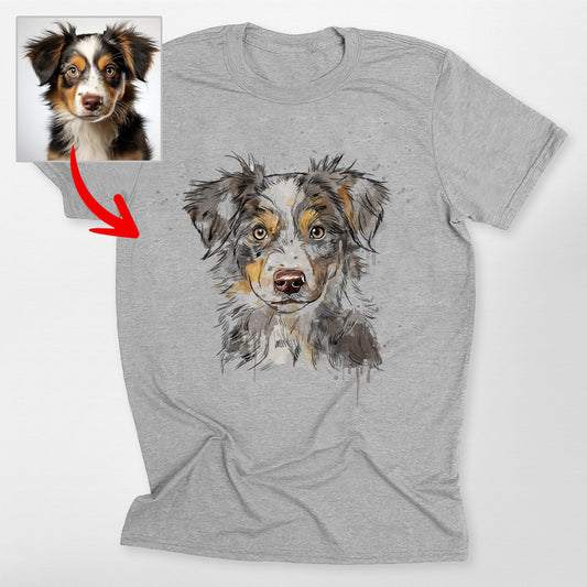 Colorful Painting Customized Dogface Unisex T-Shirt, custom pet portrait gift for pet lovers