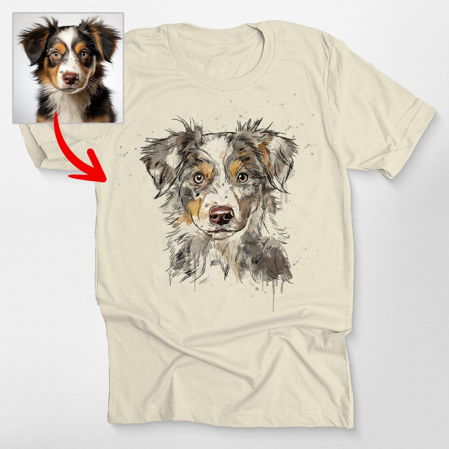 Colorful Painting Customized Dogface Unisex T-Shirt, custom pet portrait gift for pet lovers (view 3)