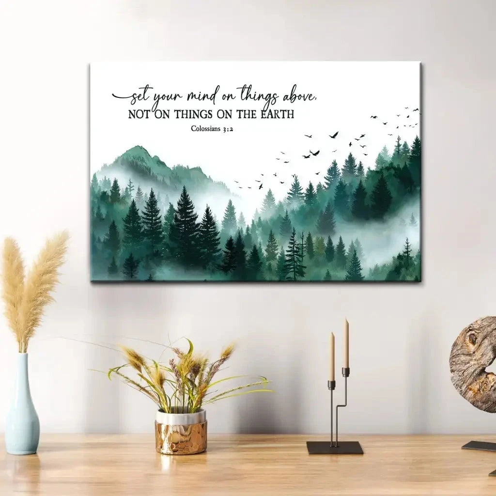 colossians 3 2 set your mind on things above wall art canvas (Landscape) (view 3)