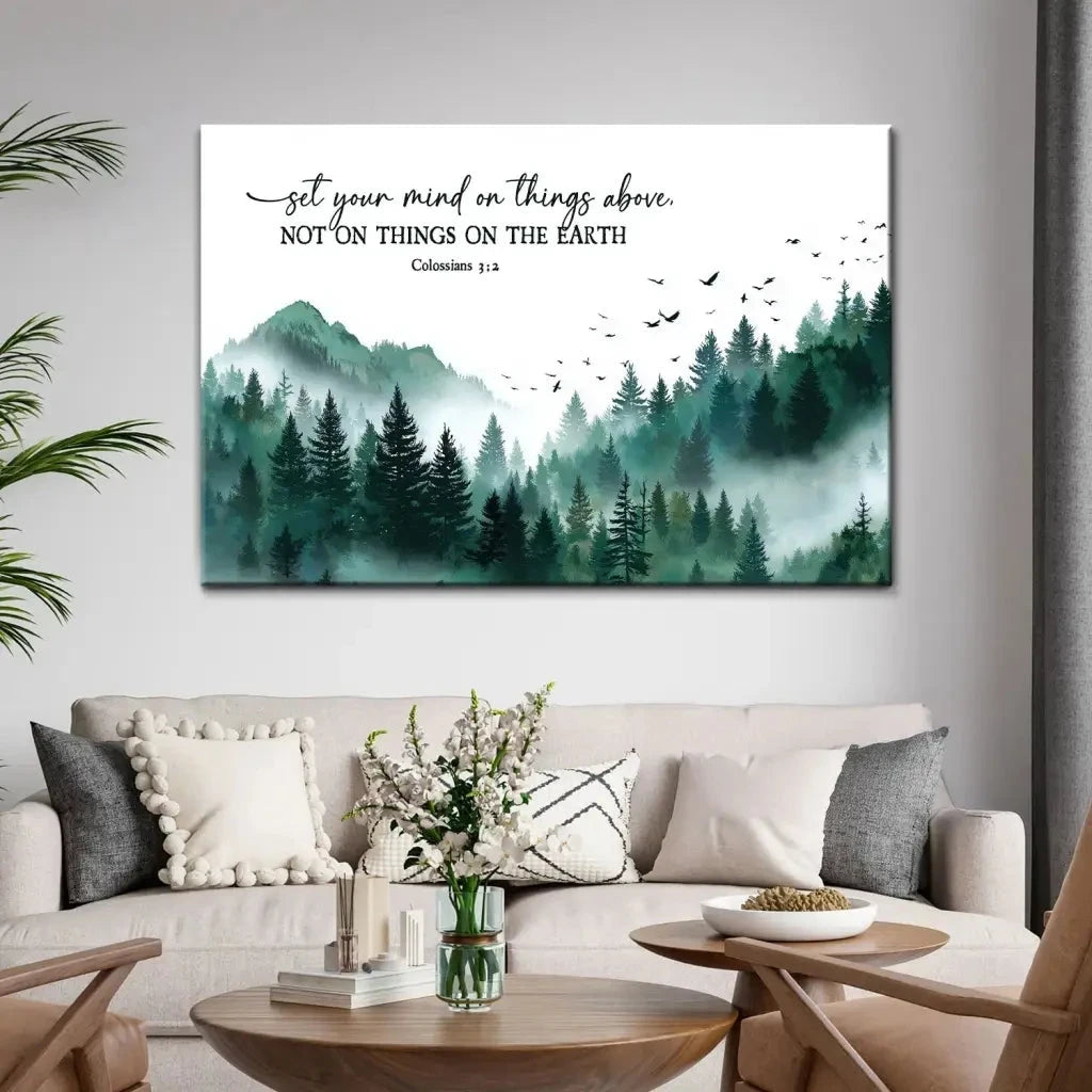 colossians 3 2 set your mind on things above wall art canvas (Landscape) (view 5)
