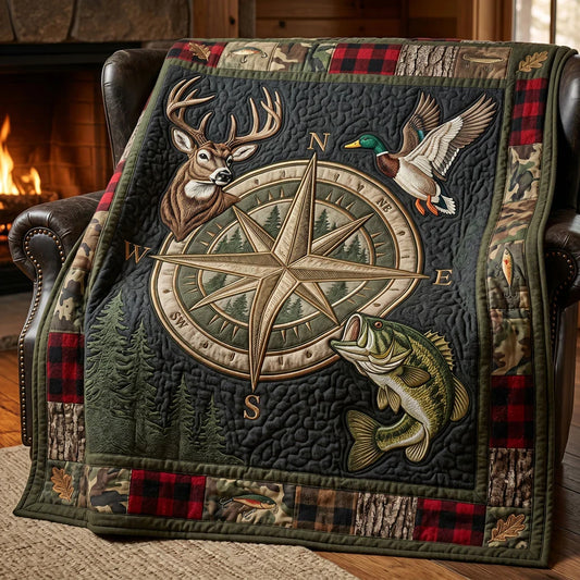 Compass Of The Wild Quilt Blanket