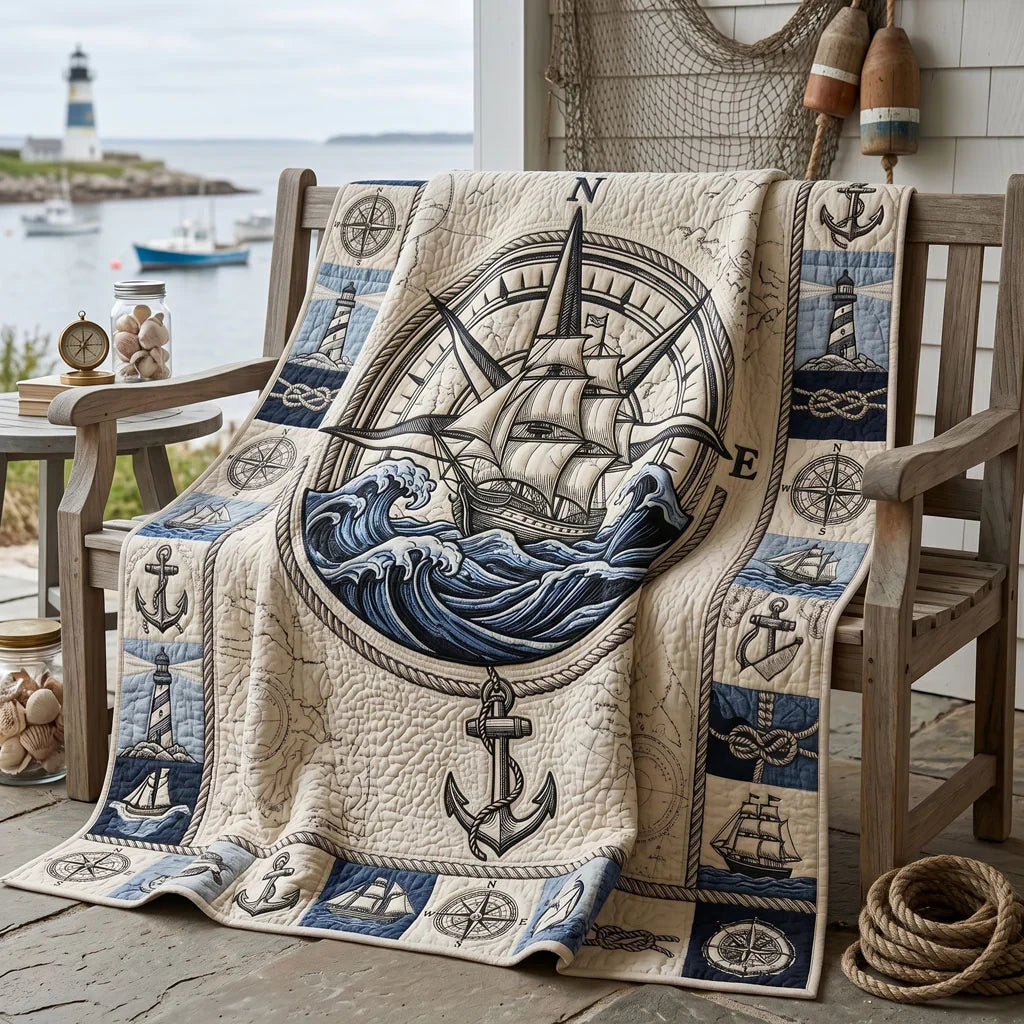 Compass Seas Voyage Quilt Blanket