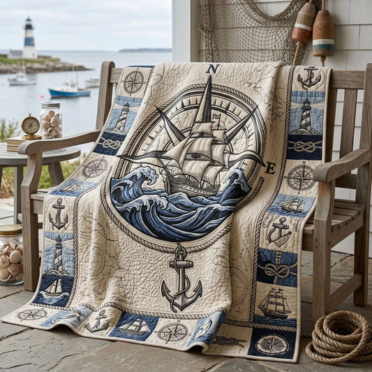 Compass Seas Voyage Quilt Blanket