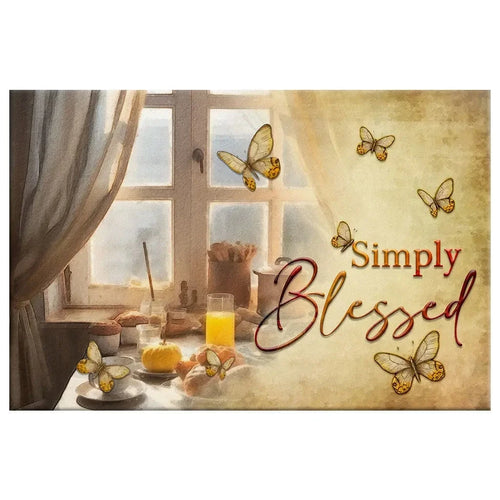 christian wall art simply blessed canvas butterfly window (Landscape) (view 2)