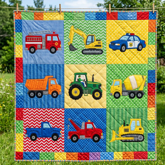 Construction Pals Quilt Blanket - Quilted Blanket by OtterMia
