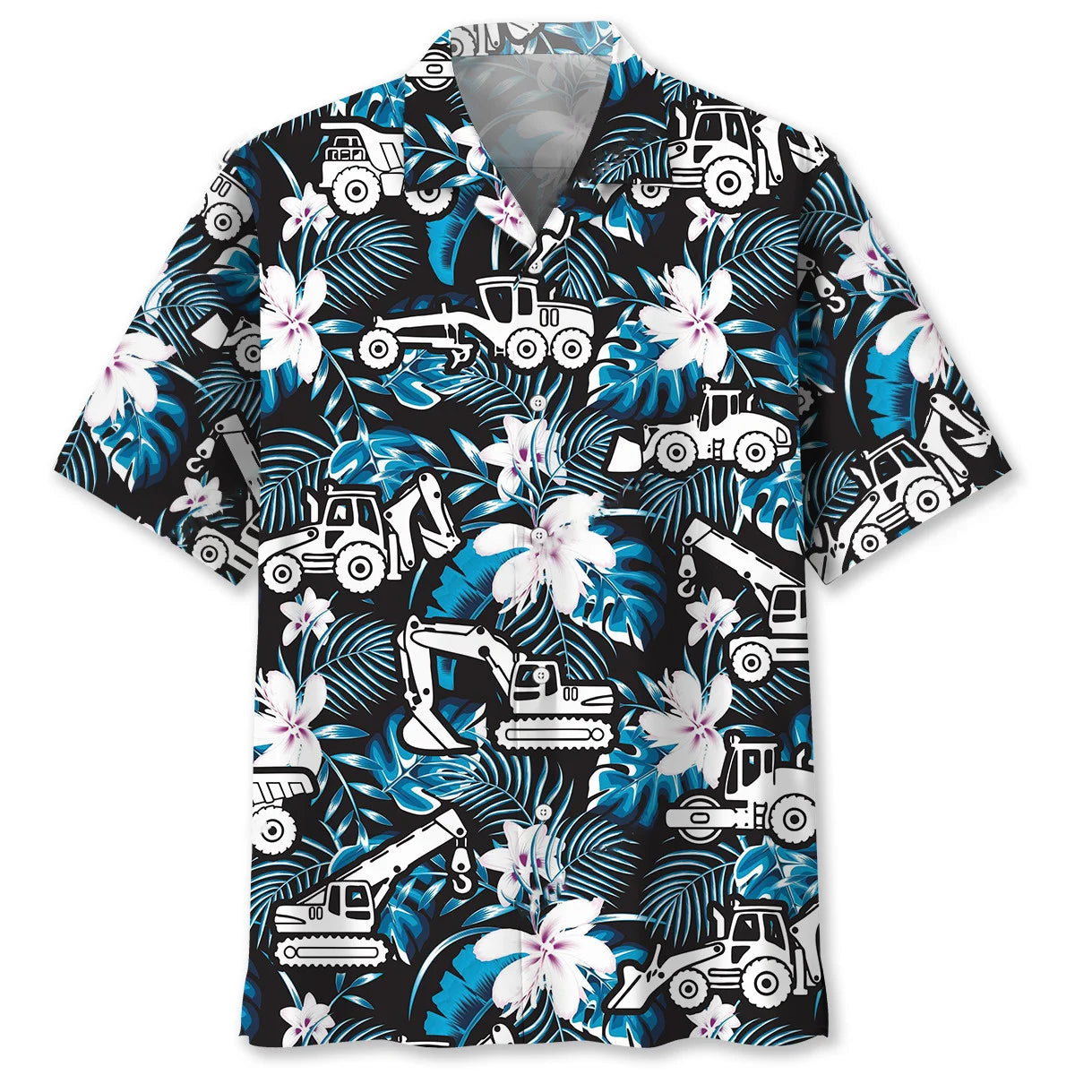 Construction Dad Vehicles Funny Hawaiian Shirt
