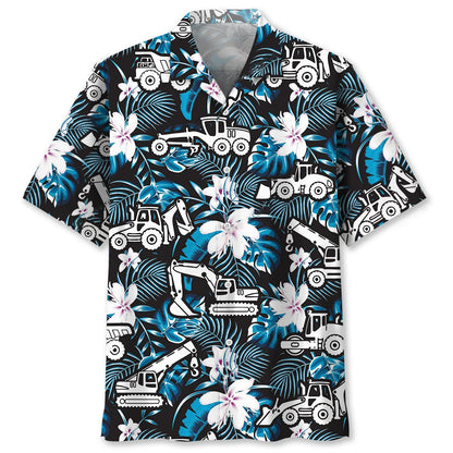 Construction Dad Vehicles Funny Hawaiian Shirt