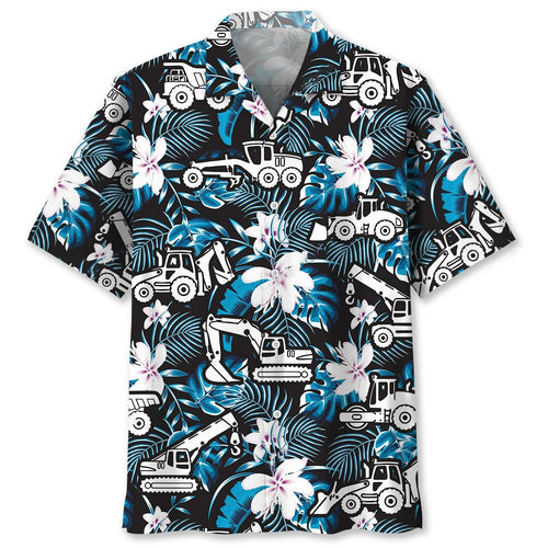 Construction Dad Vehicles Funny Hawaiian Shirt