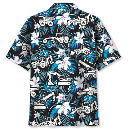 Construction Dad Vehicles Funny Hawaiian Shirt