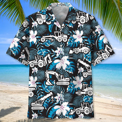 Construction Dad Vehicles Funny Hawaiian Shirt