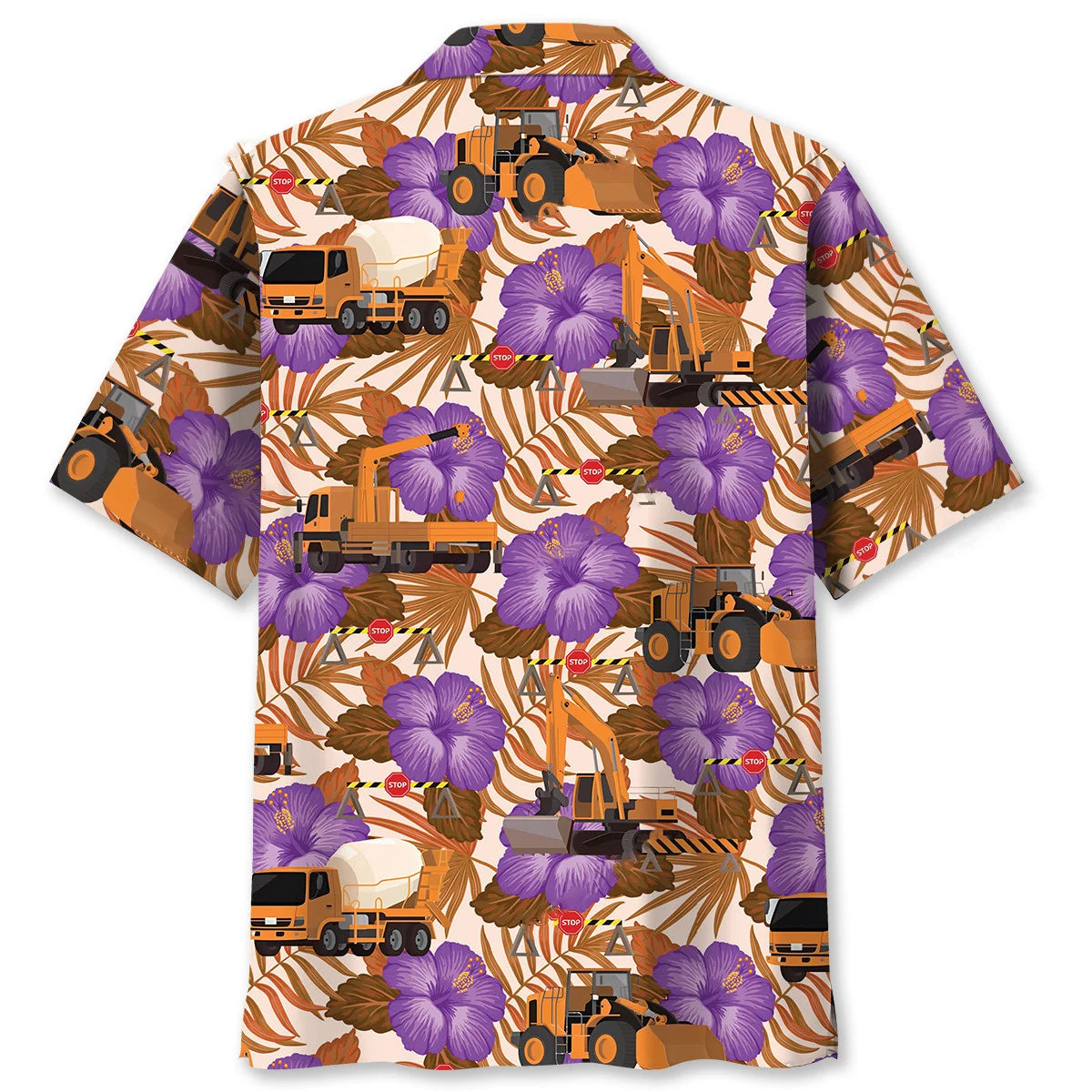 Construction Dad Vehicles Orange Hawaiian Shirt
