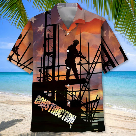 Construction Worker 4th of July Proud Hawaiian Shirt