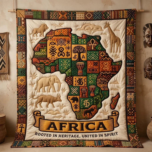 Continent of Spirit Quilt Blanket - Quilted Blanket by OtterMia