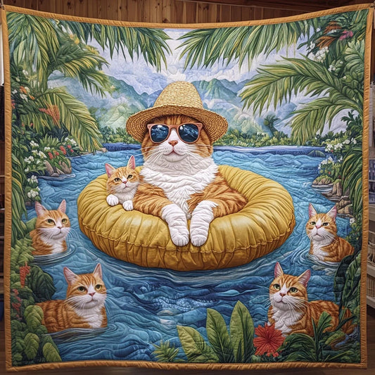 Cool Cat Summer Time Quilt Blanket