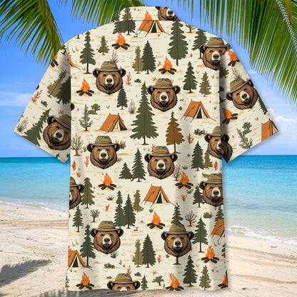 Cool Bear Camping Hawaiian Shirt - XL - hawaiian shirt
