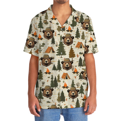 Cool Bear Camping Hawaiian Shirt - 2XL - hawaiian shirt