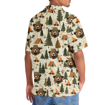 Cool Bear Camping Hawaiian Shirt - 3XL - hawaiian shirt