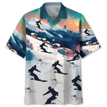 Cool Skiing Hawaiian Shirt