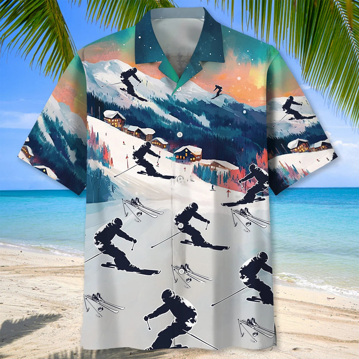 Cool Skiing Hawaiian Shirt