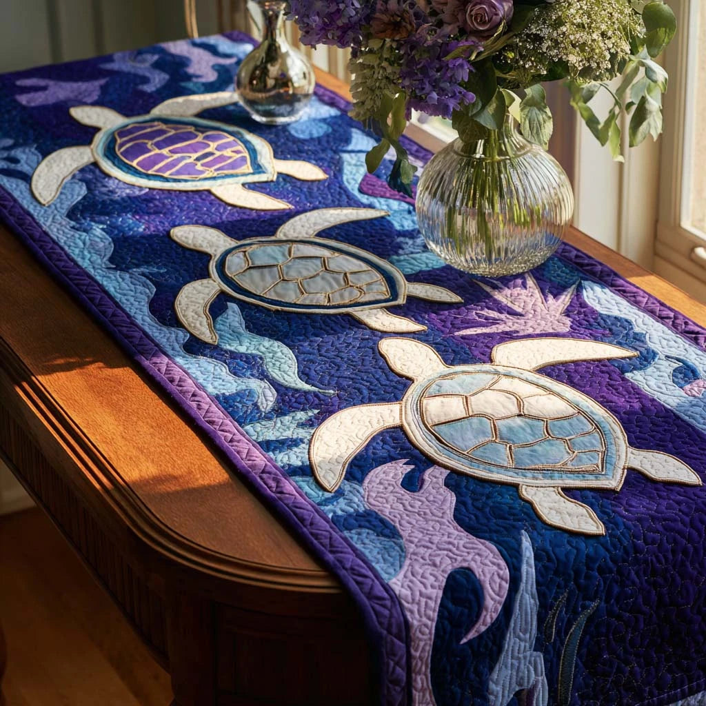 Coral Drift Quilted Table Runner