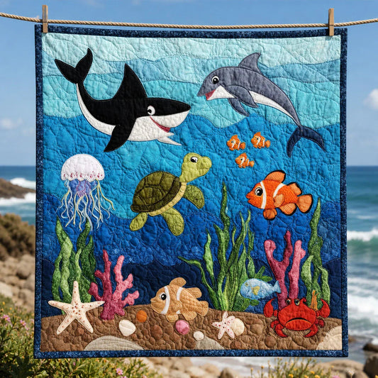 Coral Reef Quilt Blanket - Quilted Blanket by OtterMia