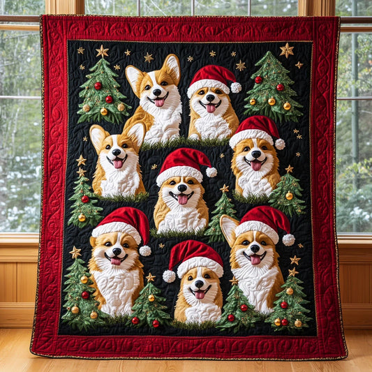 Corgi Christmas Quilt Blanket