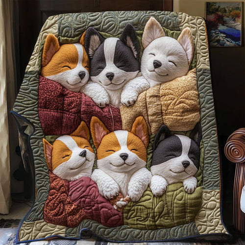 Corgi Family Quilt Blanket