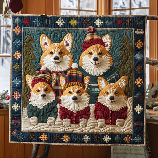 Corgi Family Quilt Blanket