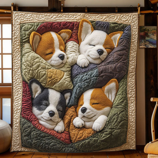 Corgi Friends Quilt Blanket